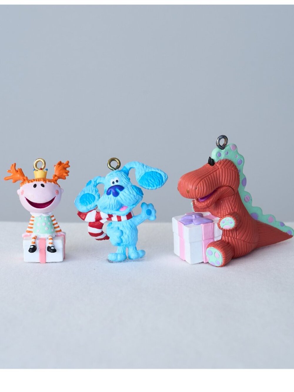 3 BLUE'S CLUES ROOM Mini Christmas Ornaments Frederica Princess Roary Dino RARE